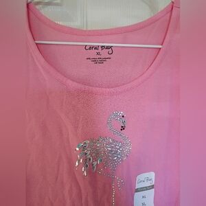 Coral Bay Pink Tee with Silver Swan Design NWT XL